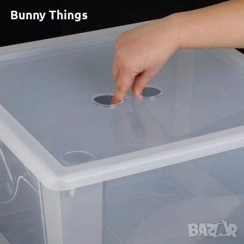 Пластмасова кутия за съхранение квадратна с прозрачен капак 80л, снимка 3 - Други стоки за дома - 53417601