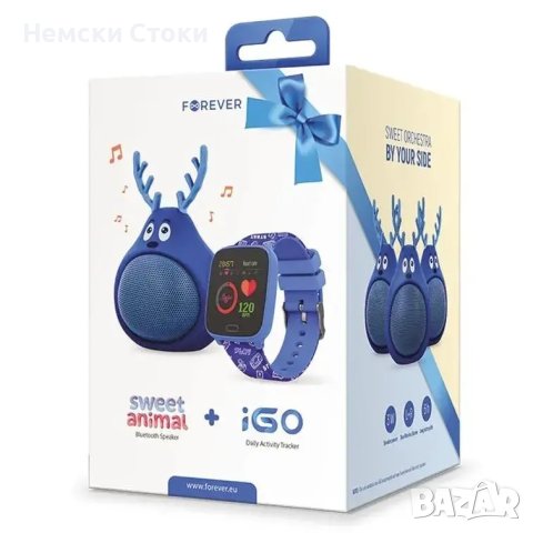 Bluetooth колонка + смарт часовник Forever Sweet Animal iGo2, Синя, снимка 5 - Слушалки и портативни колонки - 43759958