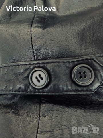 Дълъг черен кожен тренчкот,тренд, снимка 5 - Палта, манта - 32318250