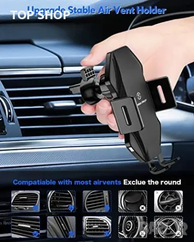 Ново Универсално 15W Qi Безжично Зарядно и Поставка за Телефон кола, снимка 4 - Селфи стикове, аксесоари - 49509668