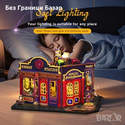 Нова Мини дървена къща с отварящи врати и LED осветление DIY комплект, снимка 4 - Други - 52788438