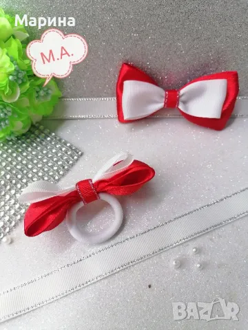 Панделка за коса в бяло и червено., снимка 11 - Аксесоари за коса - 49221922