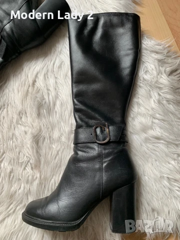 Кожени ботуши с дебел ток, снимка 2 - Дамски ботуши - 50999925