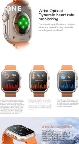 GS 8 Ultra Smart Watch смарт часовник, снимка 4 - Смарт гривни - 42957550