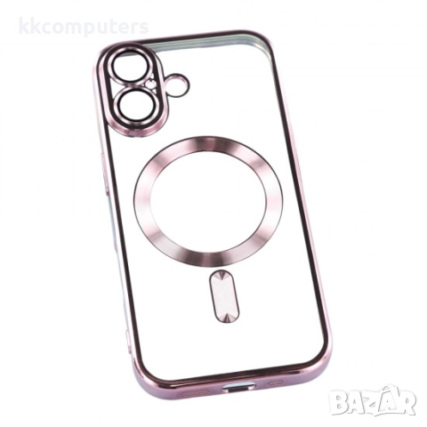 Силиконов кейс bSmart Chrome Magsafe с протектори за камерите, За iPhone 17 (6.3), Розово-златен и П, снимка 3 - Калъфи, кейсове - 51795278