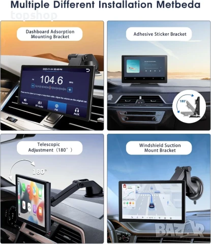 НОВА, ТЕСТВАНА 9-инчова автомобилна уредба с видеорегистратор,  задна камера, CarPlay, Android Auto, снимка 6 - Аксесоари и консумативи - 50693656