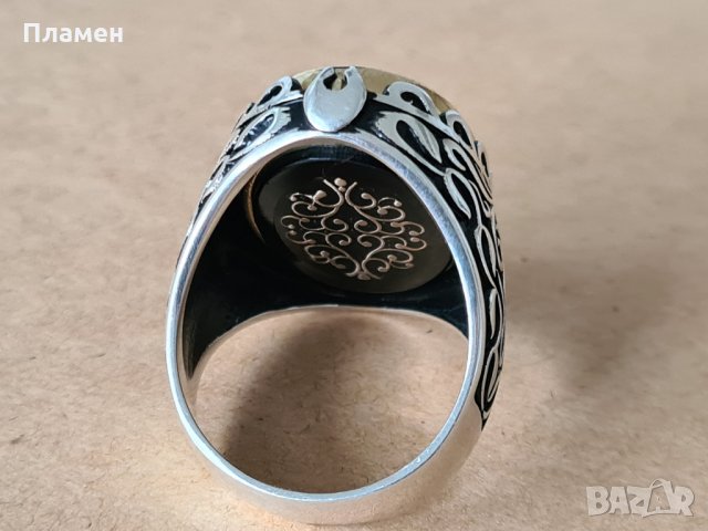 мъжки сребърен пръстен с две лица, снимка 3 - Пръстени - 35123860