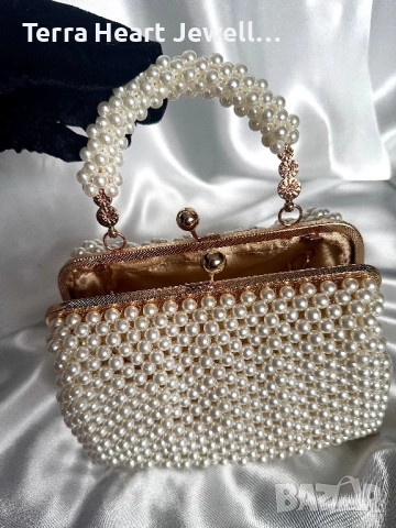 Дамска чанта и перли и метална рамка , снимка 5 - Чанти - 52502151