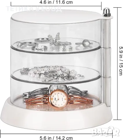 Кутия, органайзер за бижута, въртящ се на 360°, снимка 4 - Органайзери - 49274314