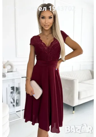 Елегантна рокля от шифон в цвят бордо 381-5 Numoco