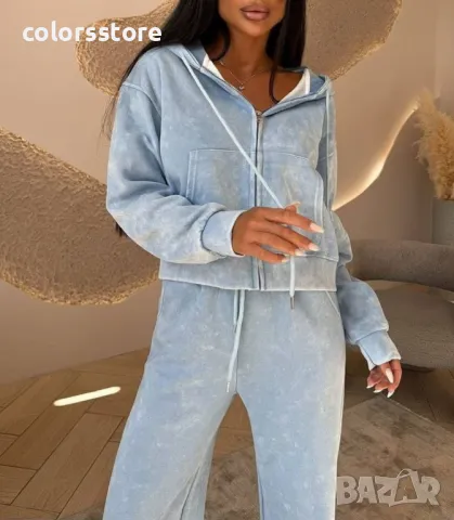 Дамски комплект с горнище с цип Blue, снимка 2 - Комплекти - 49155154