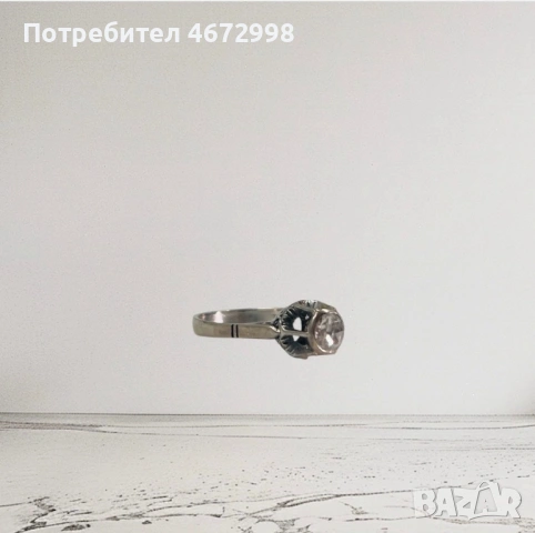 Златен античен пръстен с диамант 18к , снимка 5 - Пръстени - 53254142