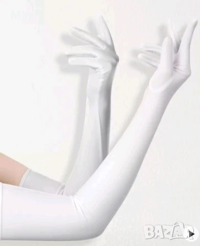 Червени сатенени дълги еластични ръкавици с 5 пръста в различни цветове , снимка 5 - Корсети, бюстиета, топове - 50580573