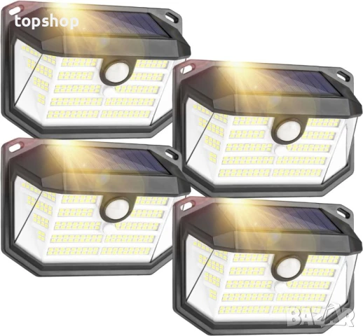 Соларни лампи Lenlun, IP65, 230 LED, сензор за движение, 4 броя