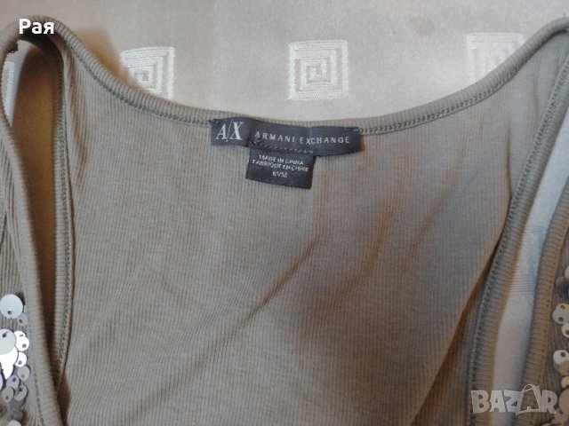 Елегантен потник с ламе в цвят каки AX Armani Exchange ,, снимка 7 - Потници - 50705712