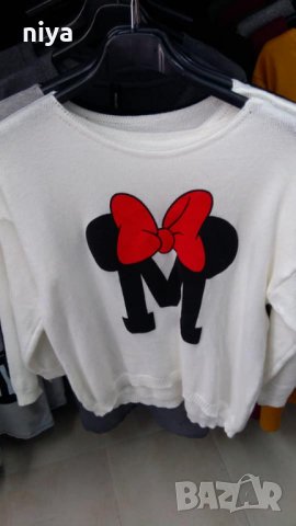 Пуловер финно плетиво със Мини Маус / Minnie Mouse в черен и бял цвят, снимка 3 - Блузи с дълъг ръкав и пуловери - 27066873