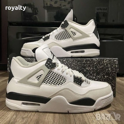 Air Jordan 4 White/Black Унисекс Кецове 36-46 Номер с Кутия , снимка 5 - Маратонки - 53066242