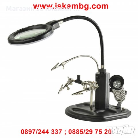 Настолна лампа с лупа трета ръка и стойка за запояване - модел 802, снимка 7 - Други стоки за дома - 26722989