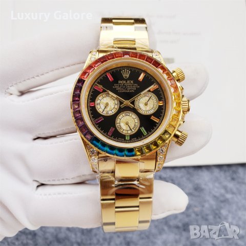 Mъжки часовник Rolex Daytona Cosmograph Rainbow Gold с автоматичен механизъм