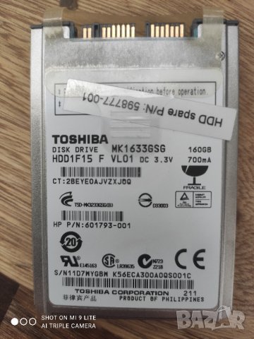 160GB mSATA miniSata MK1633GSG, снимка 1 - Твърди дискове - 43567687