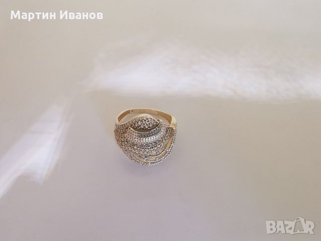 Златен пръстен бяло и жълто комбинация 3, снимка 6 - Пръстени - 33174854