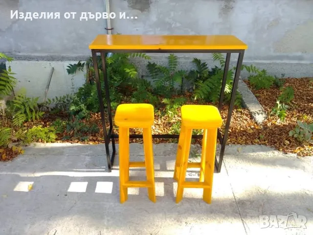 Бар маса комбинация от дърво и метал и столове , снимка 2 - Маси - 49429025