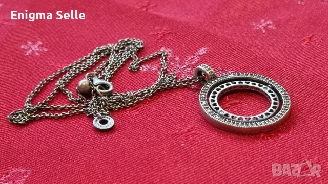 Сребърно колие Pandora, с въртящи се рингове, снимка 5 - Колиета, медальони, синджири - 50327448