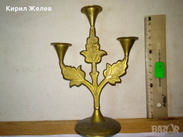 ТРАДИЦИОНЕН ОРИЕНТАЛСКИ ФЛОРАЛЕН ОРНАМЕНТИРАН БРОНЗОВ ТРОЕН СВЕЩНИК За КОЛЕКЦИЯ ИНТЕРИОР 42677, снимка 2 - Декорация за дома - 43875889
