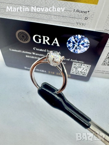 Сребърен пръстен с мойсанит (Диамант) 1 карат, снимка 9 - Пръстени - 51516731