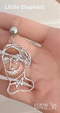 Висящи обеци Art,абстрактни лица-"Men"/нови, снимка 1