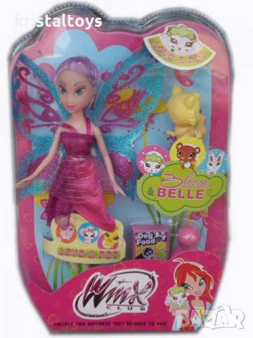 Кукла Уинкс с лилава коса и с домашен любимец Winx, снимка 1