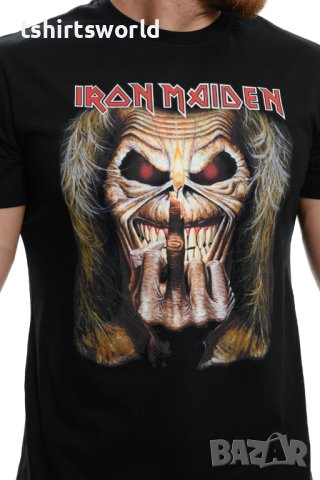 Нова мъжка тениска с дигитален печат на музикалната група Iron Maiden- Eddie Candle Finger С ГРЪБ, снимка 2 - Тениски - 40422551