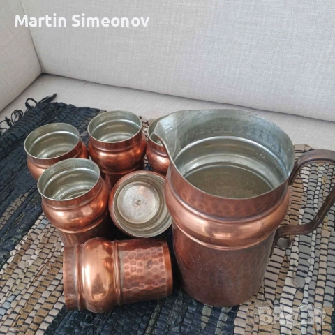 Сервиз за вино от кована мед