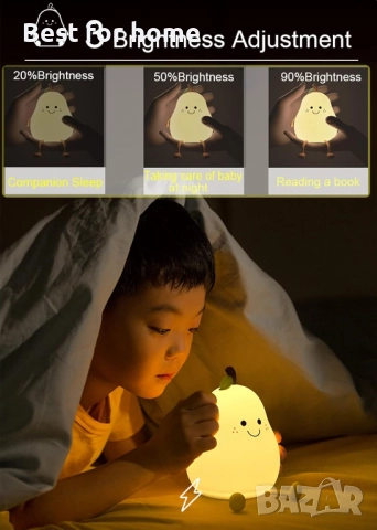 HAPPYBAG Сладка силиконова нощна лампа за деца, снимка 3 - Настолни лампи - 52415008