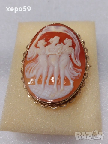 Прекрасен златен викториански медальон(камея)Три грации,злато375., снимка 9 - Колиета, медальони, синджири - 53479234