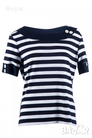 Нова дамска моряшка блуза с къс ръкав, широко райе, снимка 17 - Тениски - 27999734