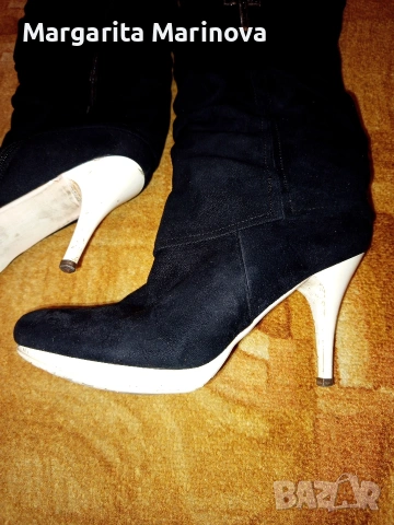 Дамски боти от велур на Tendenz , размер 38,дължина на стелката 24.5, снимка 5 - Дамски боти - 53150864