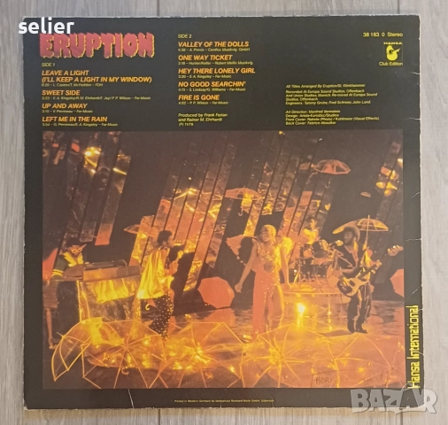 Eruption  ‎– Leave A Light Издание 🇩🇪 GERMANY 1979г-club Edition Състояние на винила:VG+ Състояние, снимка 2 - Грамофонни плочи - 51965381