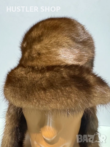 Дамска шапка ушанка , естествена кожа от норка, снимка 2 - Шапки - 53405003