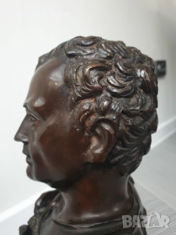 35см-14кг Ruocco статуя-бюст/стара италианска бронзова скулптура/фигура на римски император, снимка 10 - Статуетки - 53035118