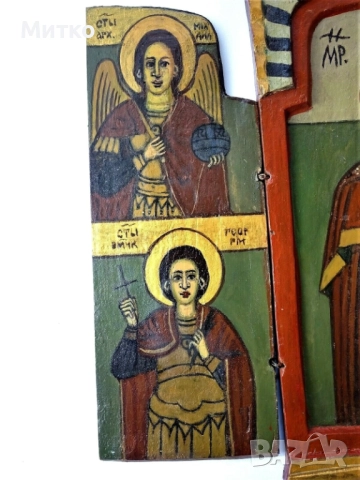 Православна дървена икона - триптих 1, снимка 6 - Антикварни и старинни предмети - 51859187