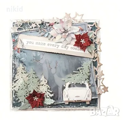 коледна звезда щанца крафт картички изработка и др., снимка 4 - Други - 47621402