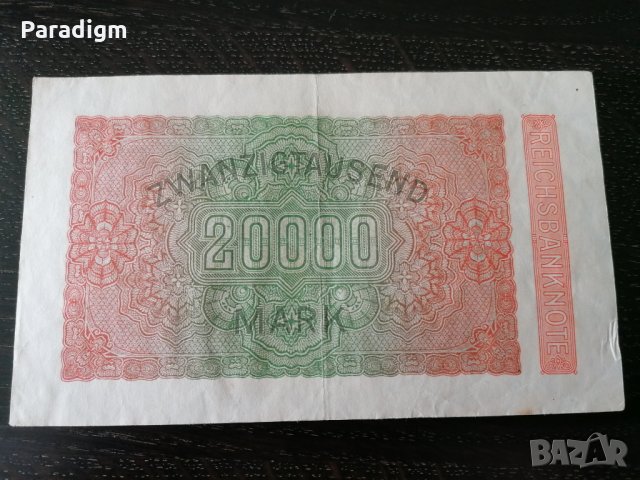 Райх банкнота - Германия - 20 000 марки | 1923г., снимка 2 - Нумизматика и бонистика - 27621337