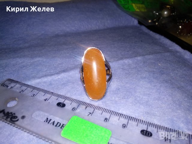 СТАР СРЕБРИСТ МЕДЕН ВИНТИДЖ ПРЪСТЕН с КАТАЛИН 36615, снимка 7 - Пръстени - 39747689