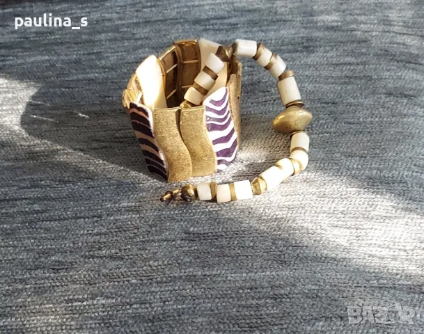 Три броя / Винтидж / Гривна от месинг, слонова кост и натурален седеф , снимка 14 - Гривни - 47520857