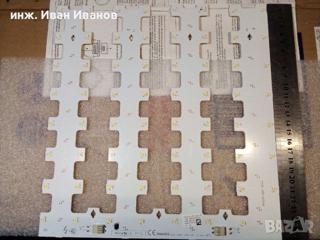 Светодиодна платка на PHILIPS върху материал FR2 с 64 светодиода 3030 с топло бял цвят, снимка 1