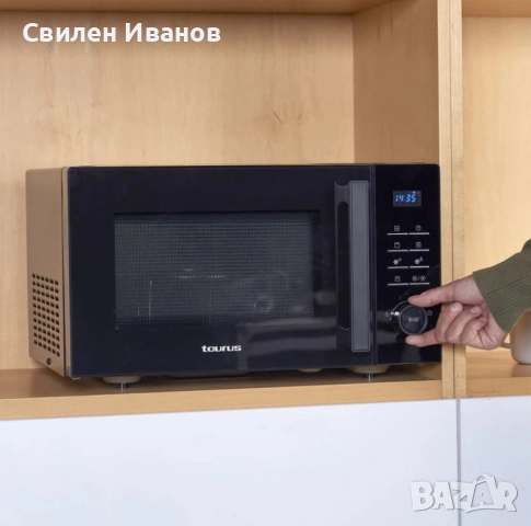Микровълнова с грил Taurus Laurent 25 Black – 25L, 900W, 10 автоматични програми и дигитален дисплей, снимка 6 - Микровълнови - 51506628