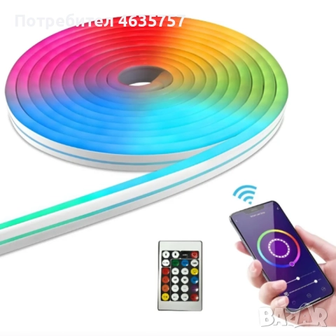 Интелигентна неонова Led лента 5 метра, снимка 3 - Лед осветление - 52331425