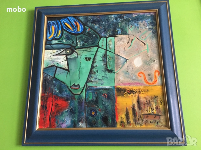 Картина „Взаимодействие“ , масло/платно, художник  Милко Дачев , снимка 2 - Картини - 51567100