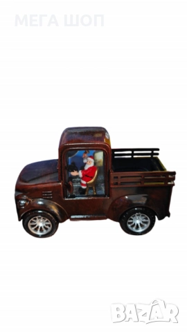 Ретро светеща коледна декорация „Кола с Дядо Коледа“ – винтидж празничен чар, снимка 3 - Декорация за дома - 52590010